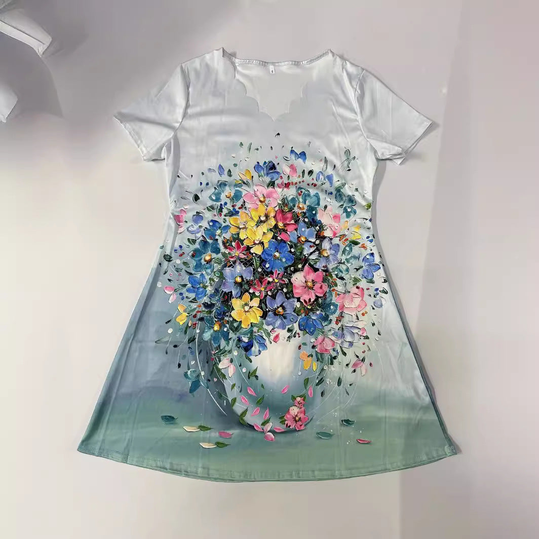 Robe midi florale à volants pour femmes Chic und Stil