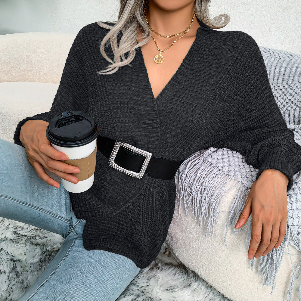 Cardigan en tricot décontracté pour femmes avec un décolleté en V profond et une silhouette surdimensionnée Chic und Stil