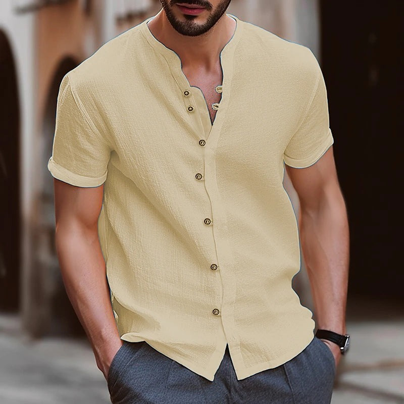 Chemise à manches courtes structurée pour hommes avec boutons Chic und Stil