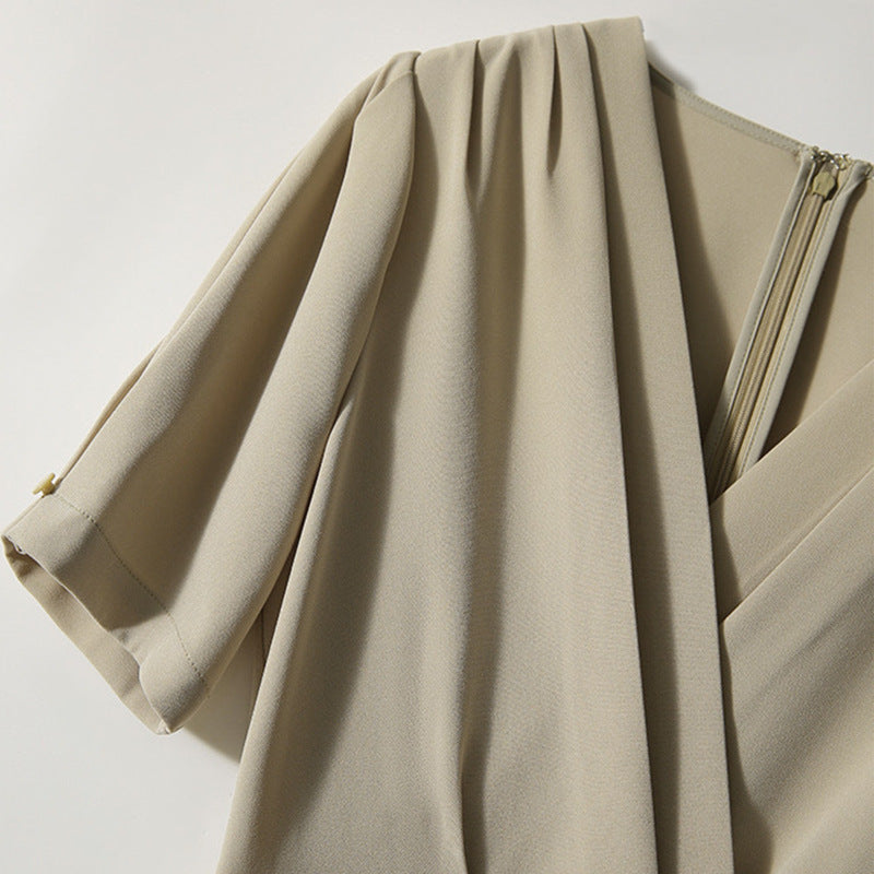 Robe midi plissée pour femmes avec manches bouffantes Chic und Stil