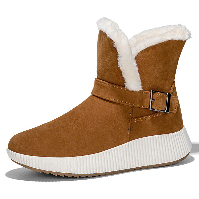 Bottes d'hiver pour femmes doublées avec application de boucle à la mode et semelle antidérapante Chic und Stil