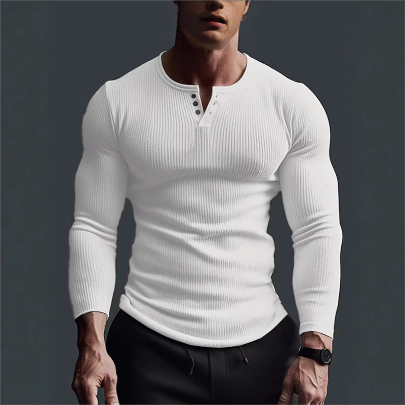 Chemise à manches longues ajustée pour hommes avec structure côtelée et patte de boutonnage Chic und Stil