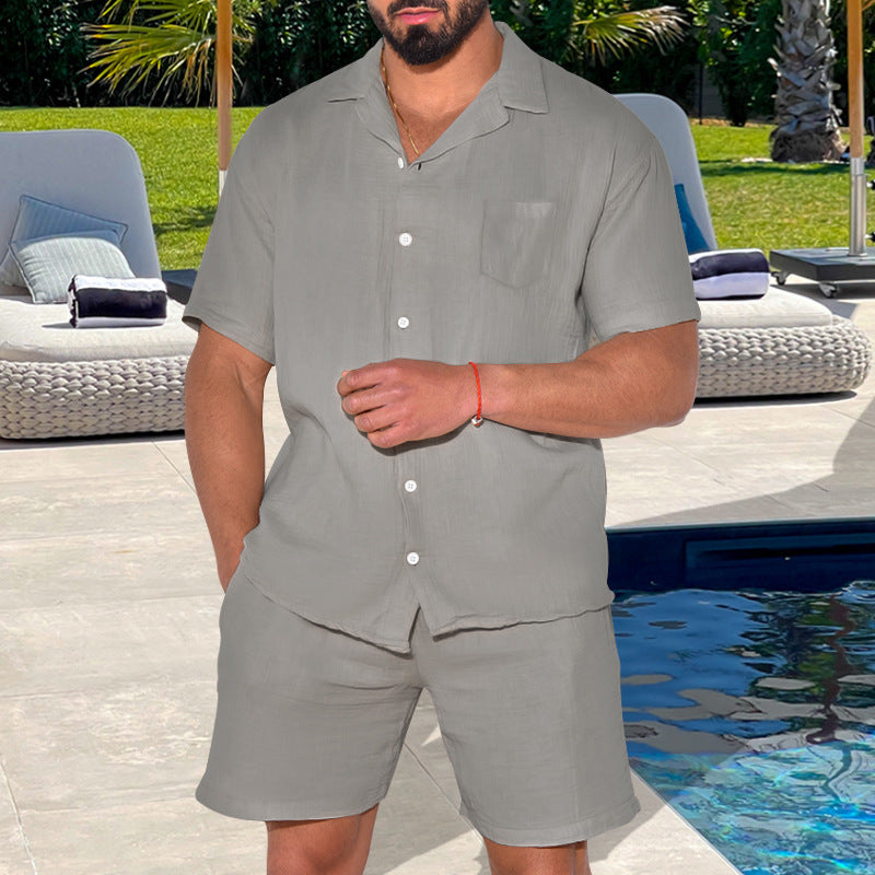 Hommes haut d'été à manches courtes avec shorts confortables Chic und Stil