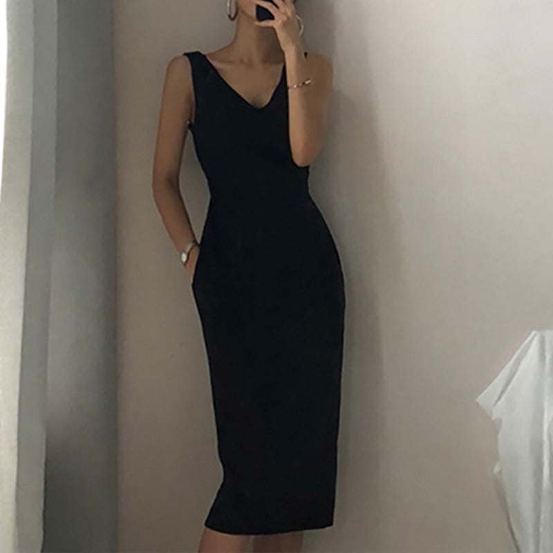 Robe midi élégante pour femme à décolleté en V avec poches Chic und Stil