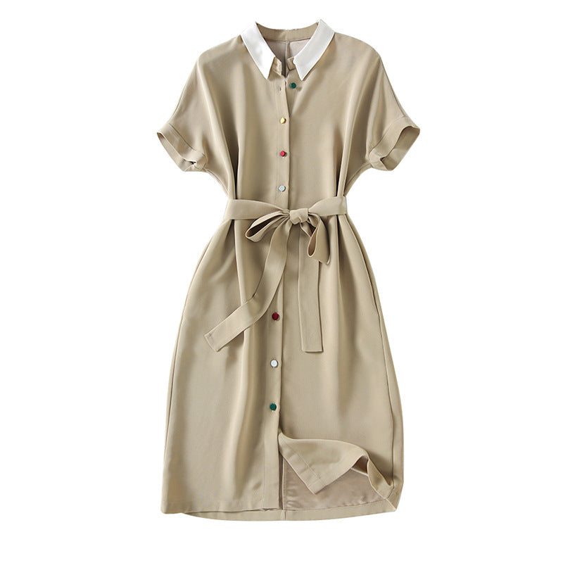 Robe midi décontractée à boutons pour femmes avec ceinture Chic und Stil