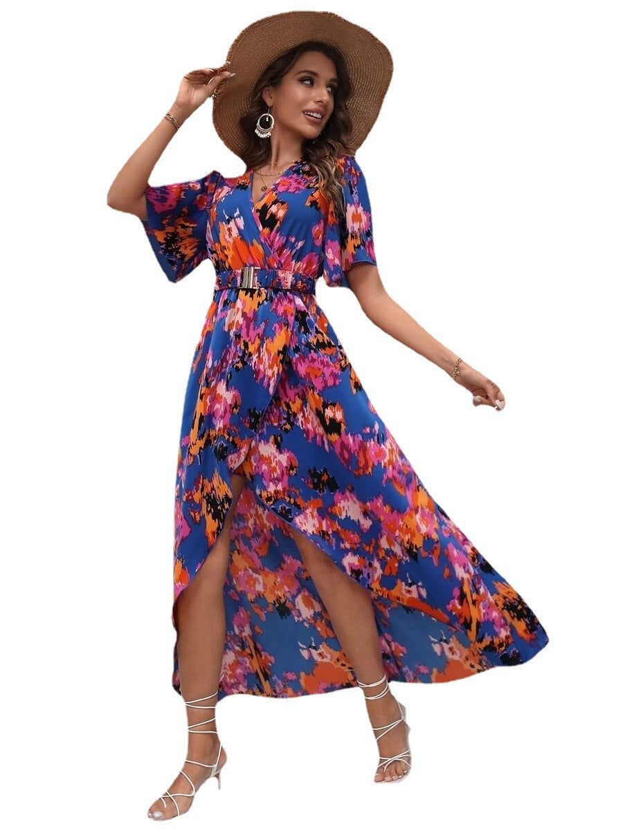 Women's Bohemian Floral Maxi Dress with Side Slit Chic und Stil