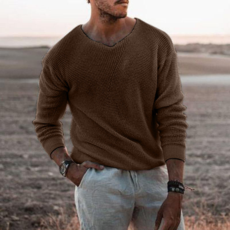 Pull Homme avec col V et design texturé Chic und Stil