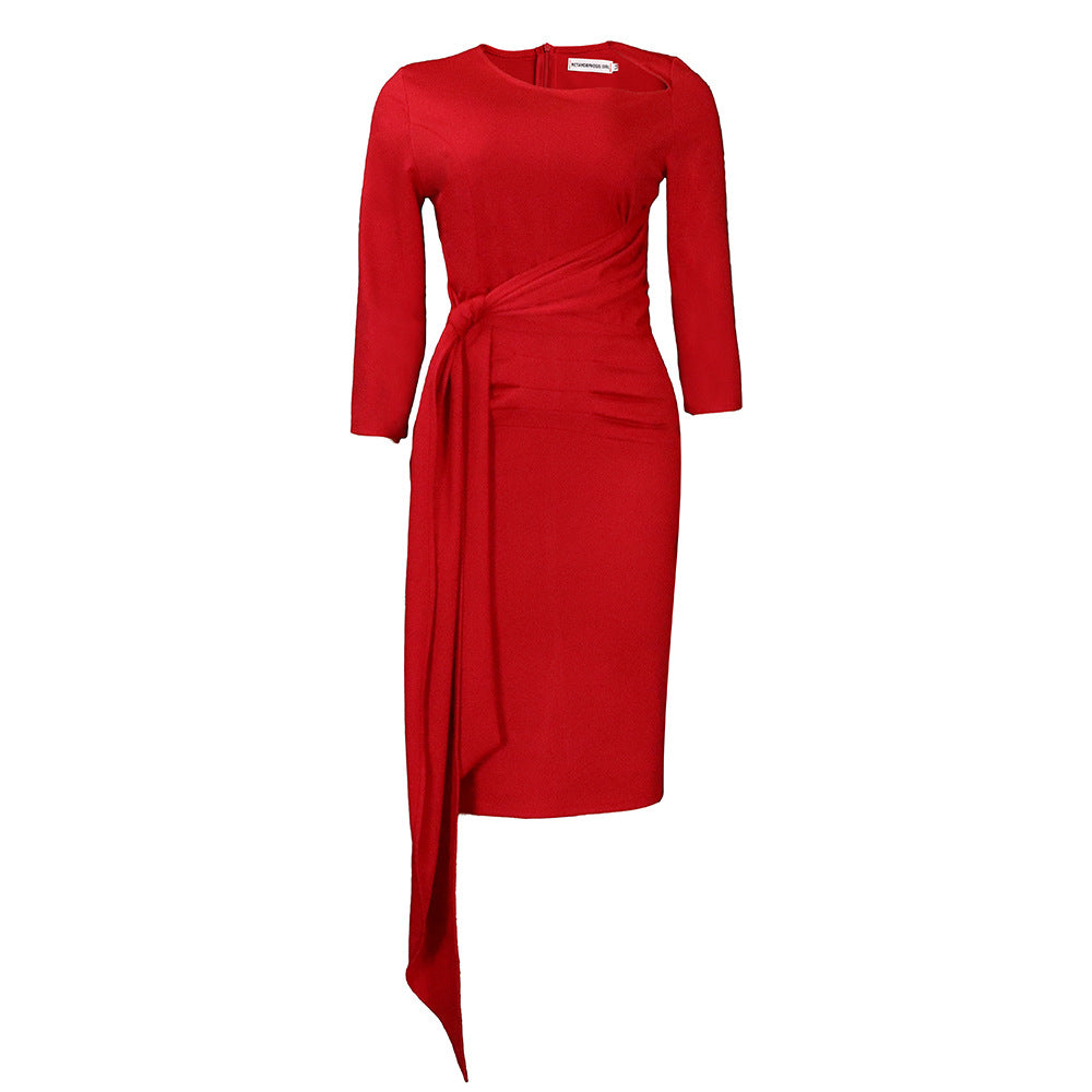 Robe portefeuille ajustée pour femmes avec manches longues et fronces Chic und Stil