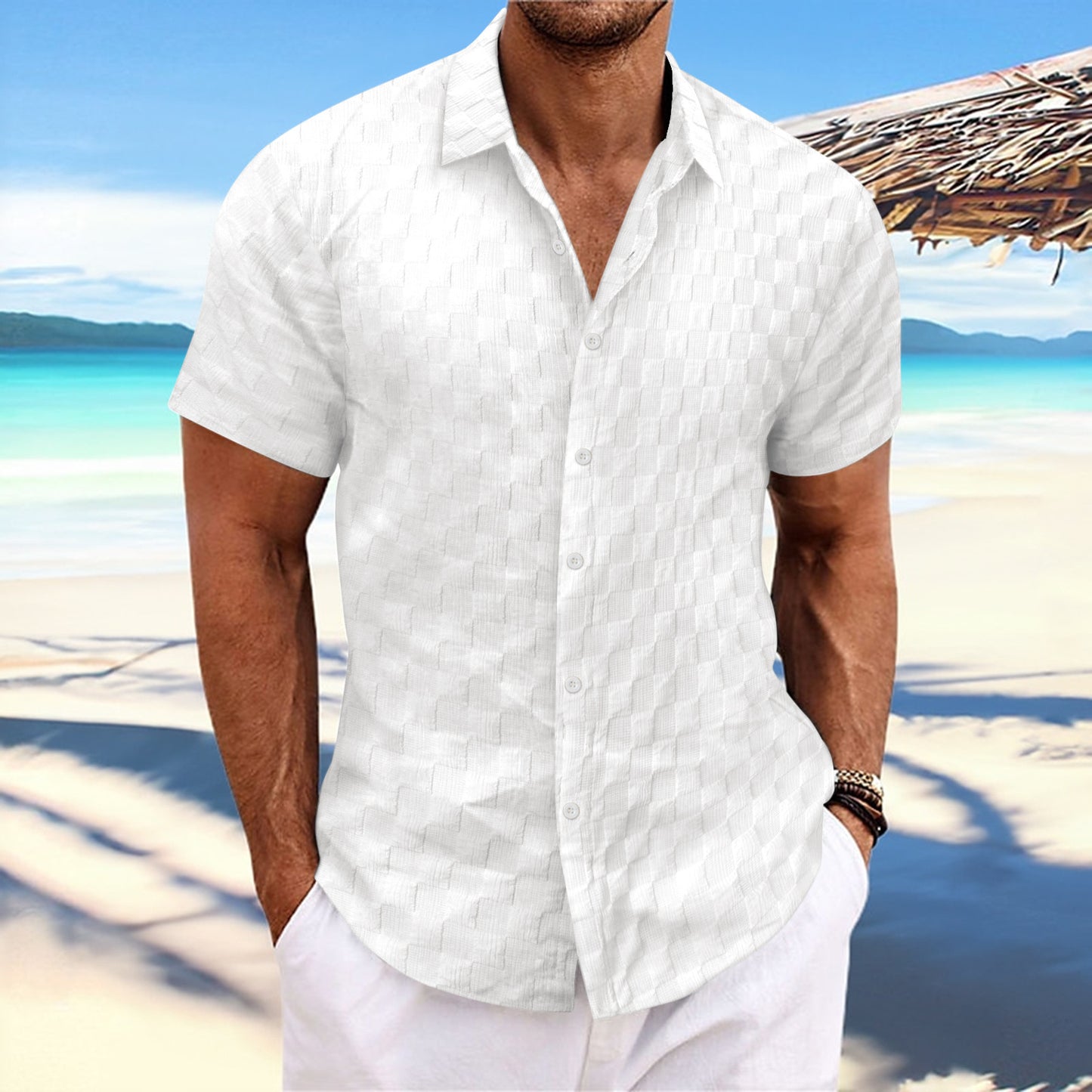 Chemise de loisirs à manches courtes structurée pour hommes Chic und Stil