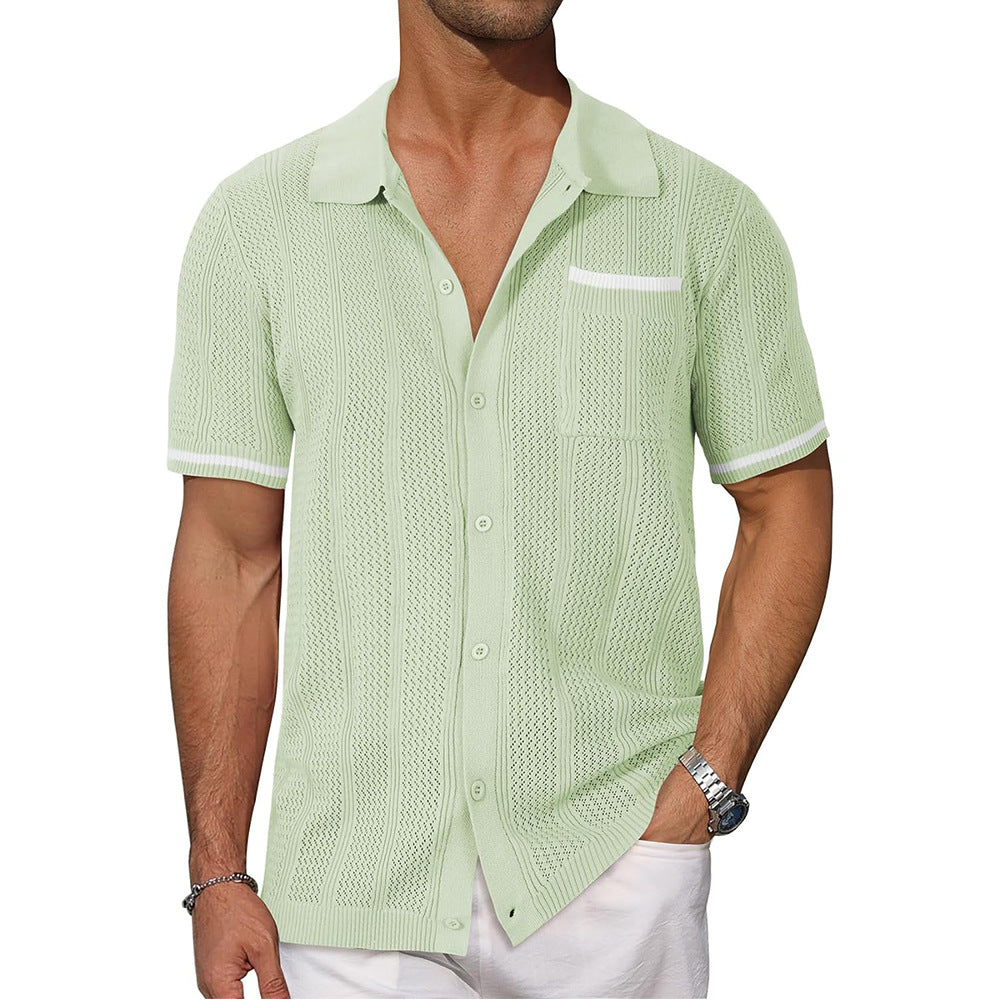 Chemise à manches courtes respirante pour hommes avec un motif de perforation décoratif Chic und Stil
