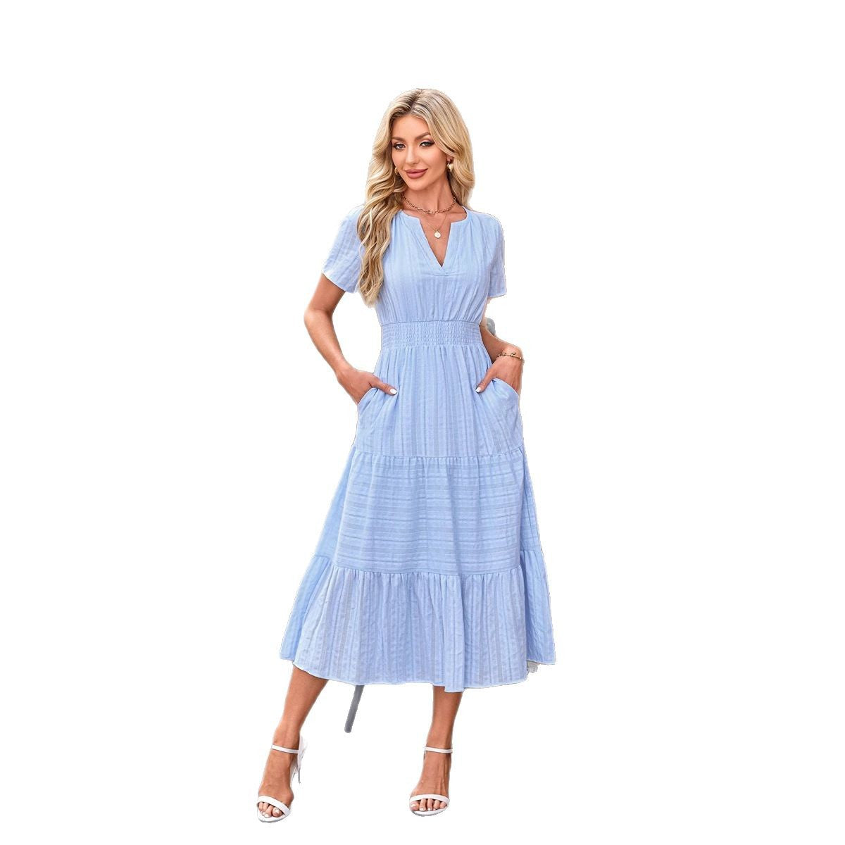 Robe maxi pour dames en tissu léger rayé Chic und Stil