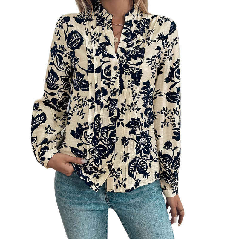 Chemisier pour femmes avec motif floral et plis décoratifs Chic und Stil