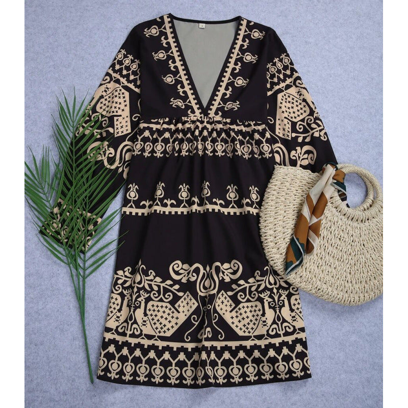 Robe mini imprimée bohème Chic und Stil pour femmes