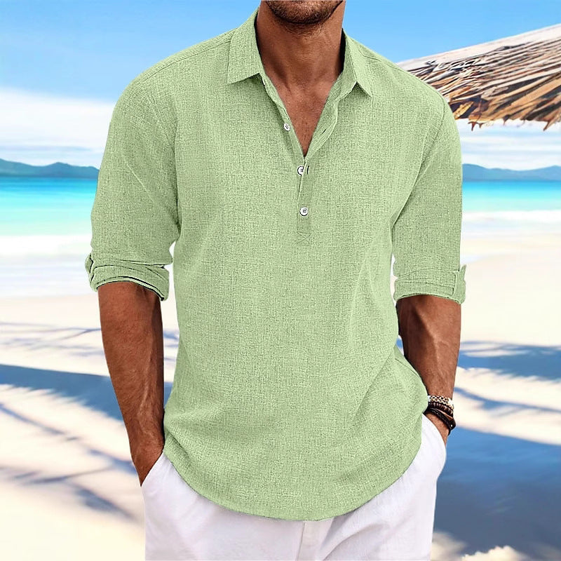 Chemise en lin léger pour hommes à manches mi-longues Chic und Stil