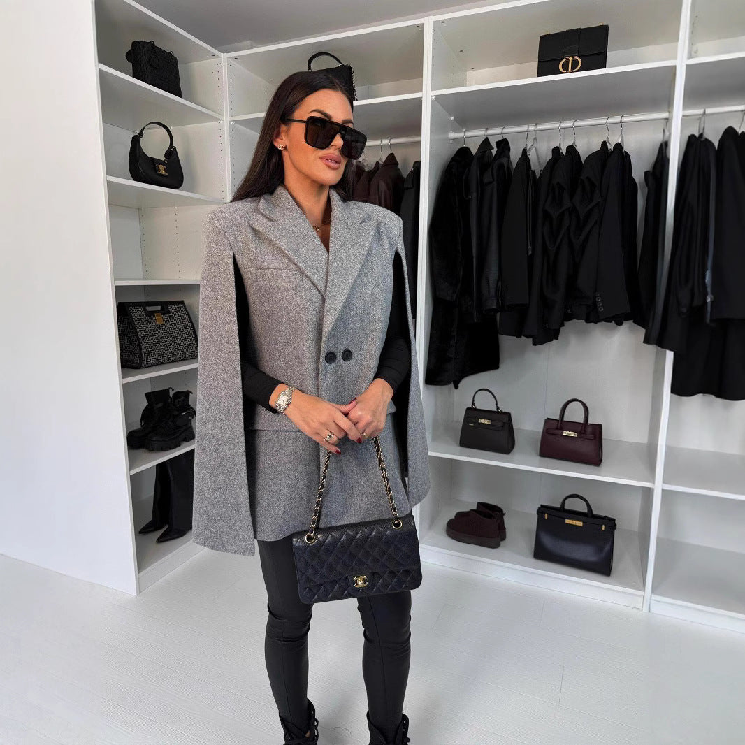Blazer Cape à double bouton pour femmes Chic und Stil