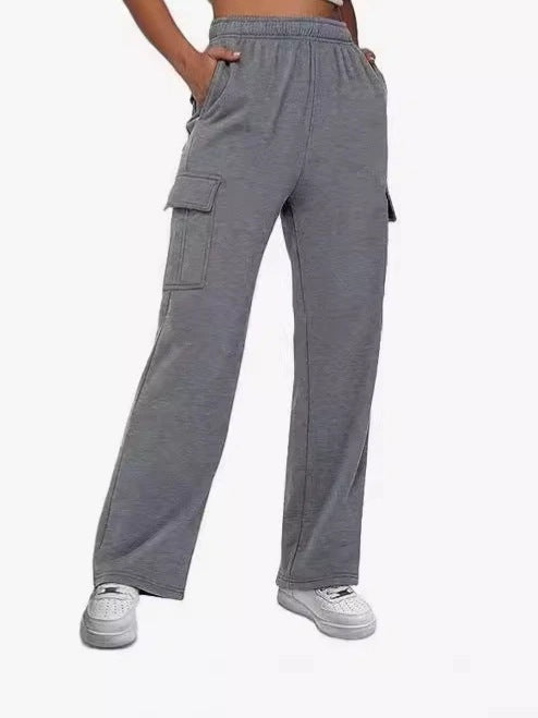 Pantalon cargo pour femmes avec jambe large et poches latérales pratiques Chic und Stil