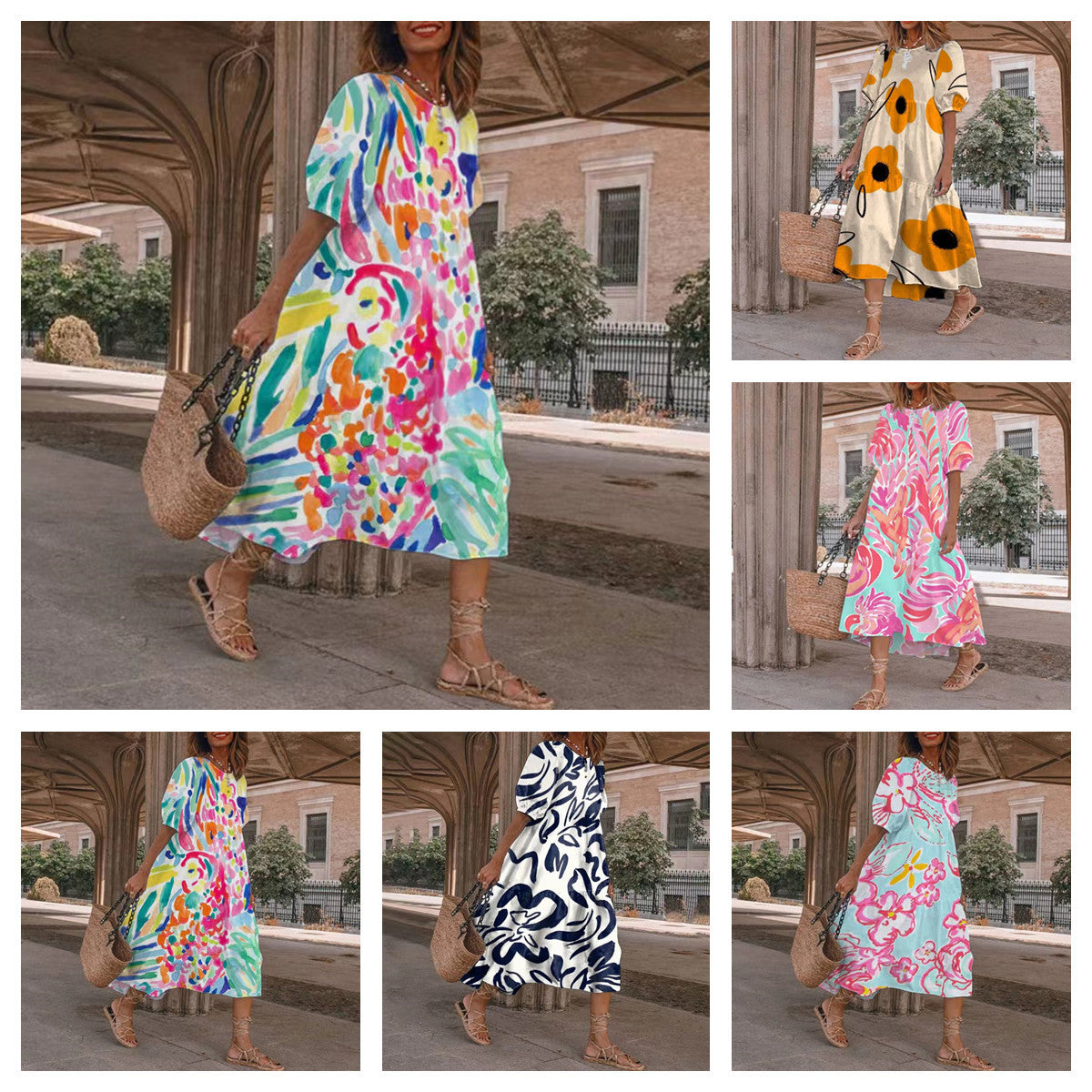 Robe maxi à devant noué avec motif floral pour dames Chic und Stil