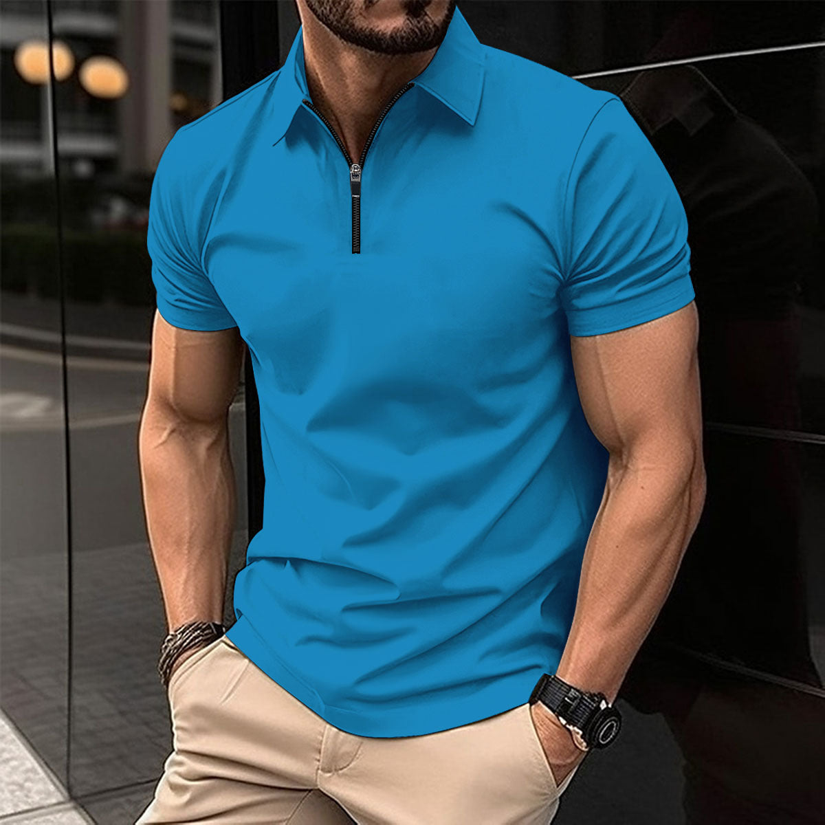 Hommes Polo Performance Zip-Up Moderne Chic und Stil