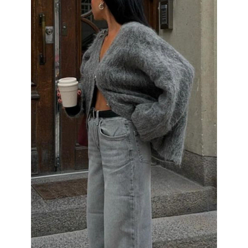Cardigan en tricot décontracté pour femmes avec coupe oversized et détails de bouton Chic und Stil