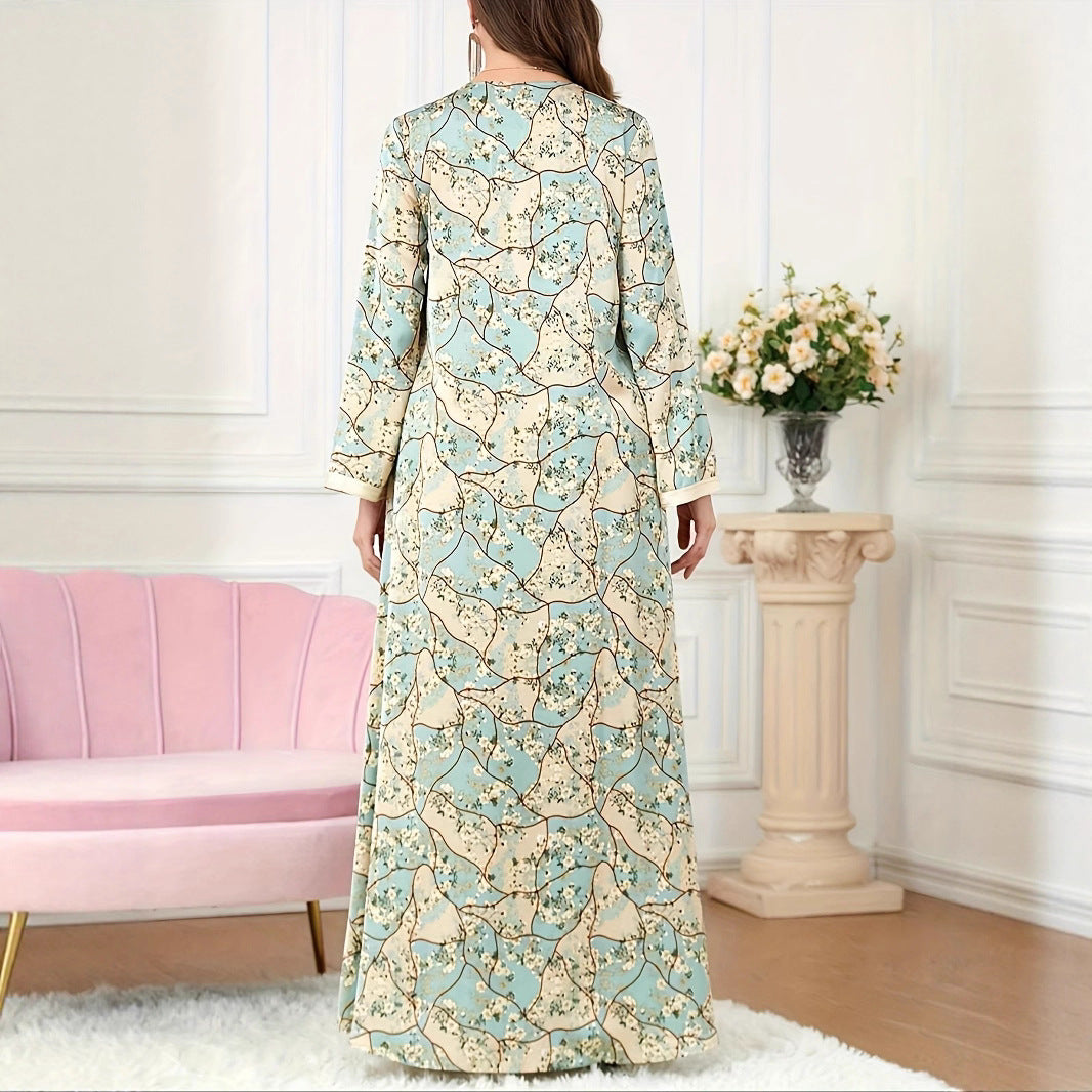 Robe maxi femme avec motif floral artistique et détails de boutons Chic und Stil