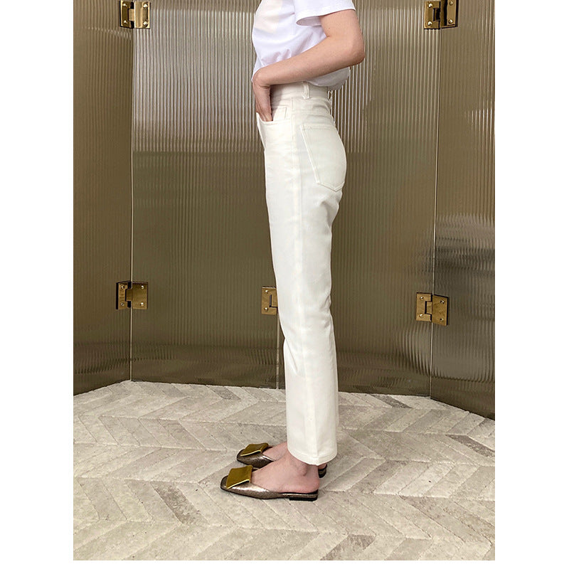 Pantalons en denim évasés taille haute pour femmes Chic und Stil