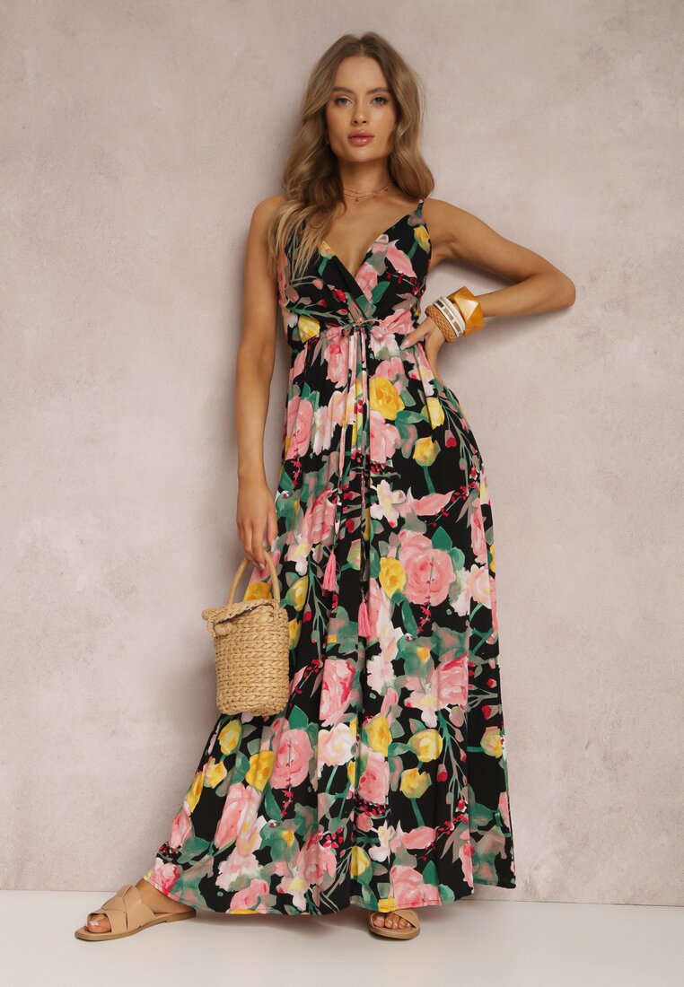 Robe maxi florale pour femmes avec ceinture à nouer Chic und Stil