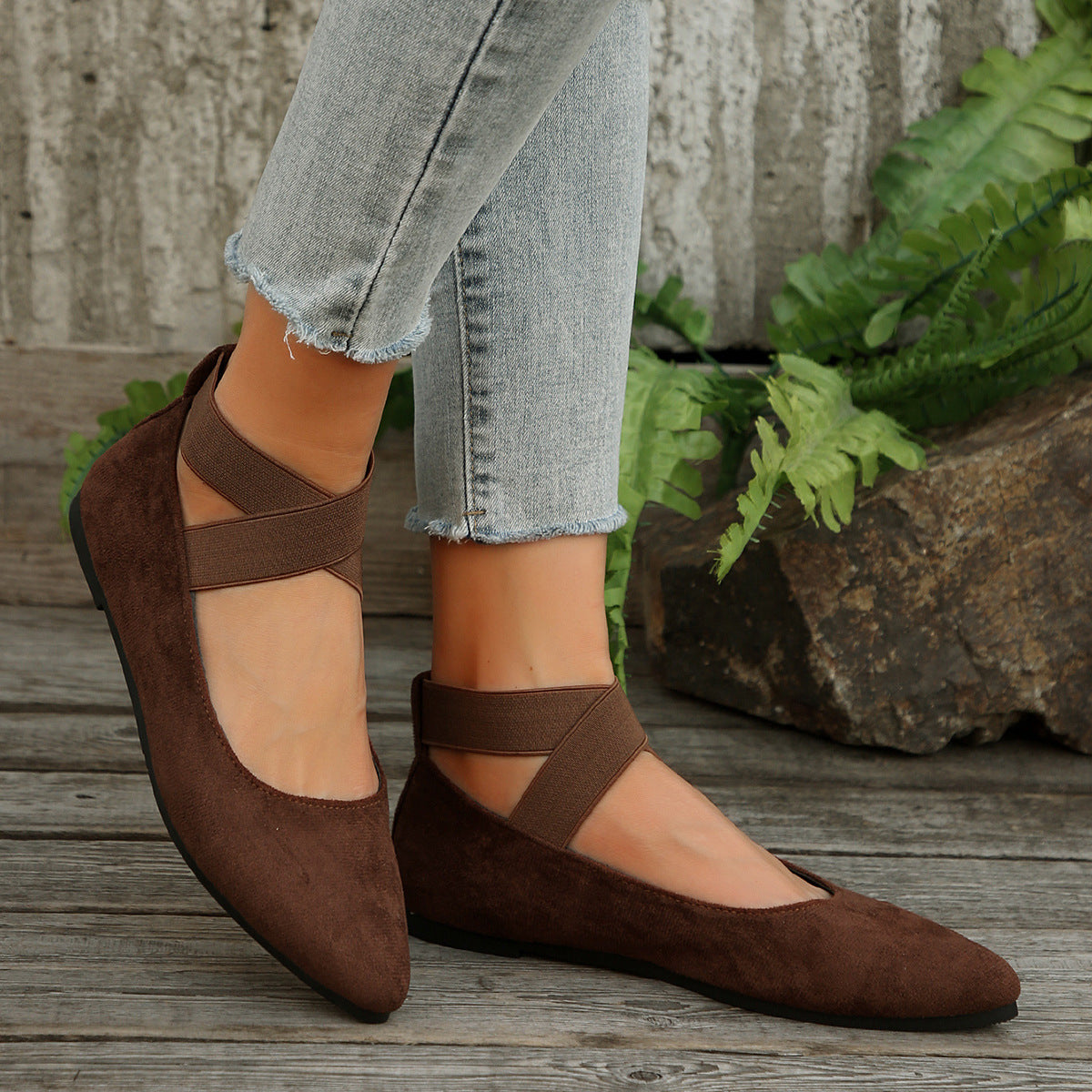 Ballerines plates en velours pour femmes Chic und Stil