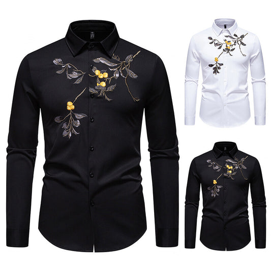 Chemise à manches longues élégante brodée pour hommes Chic und Stil