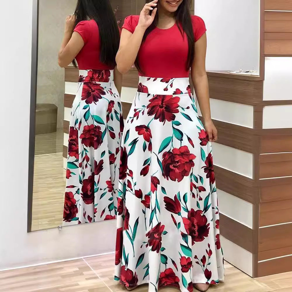 Robe maxi florale pour femmes avec haut cintré Chic und Stil