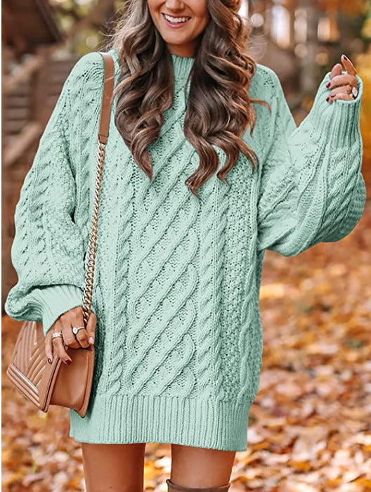 Pull en tricot épais pour femmes avec des manches volumineuses et un motif torsadé décoratif Chic und Stil