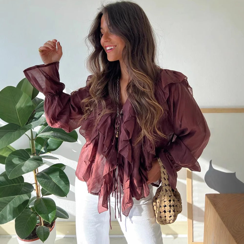Blouse à volants pour femmes en tissu léger Chic und Stil