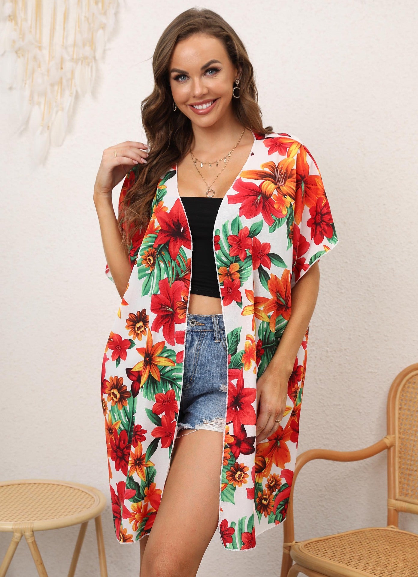 Kimono floral pour dames Chic und Stil