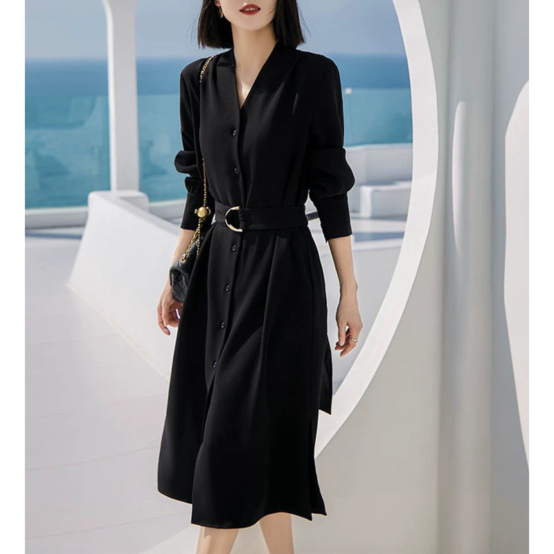 Robe midi élégante pour femme avec ceinture Chic und Stil