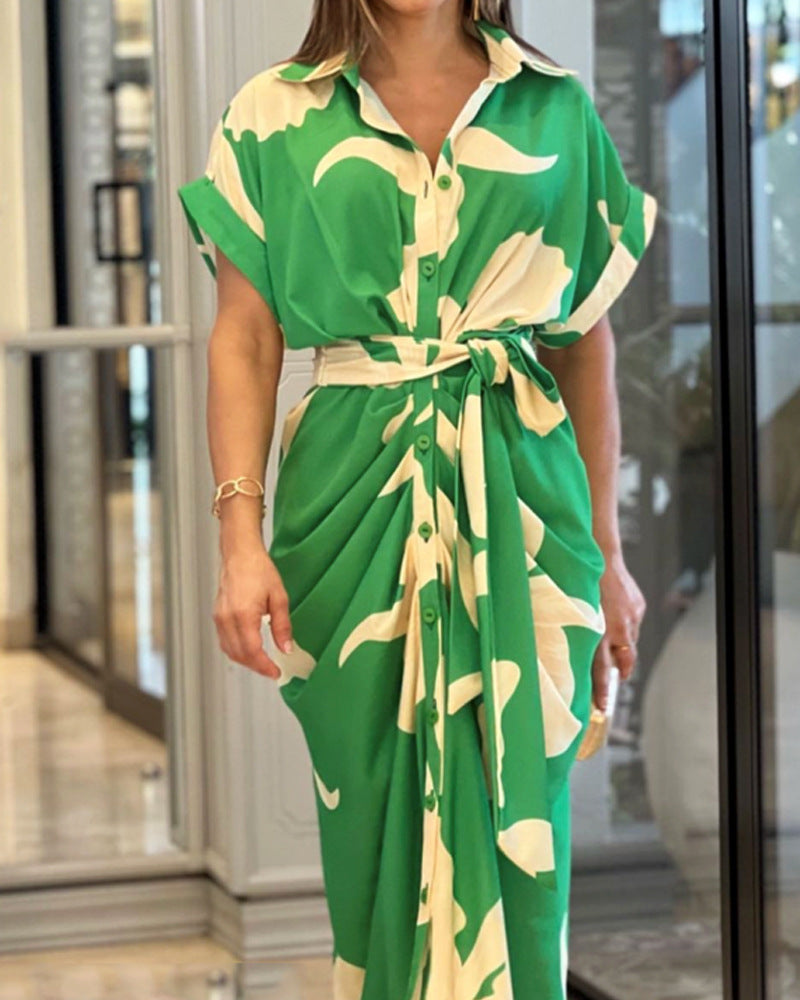 Robe maxi à enroulement et bouton Chic und Stil pour femmes