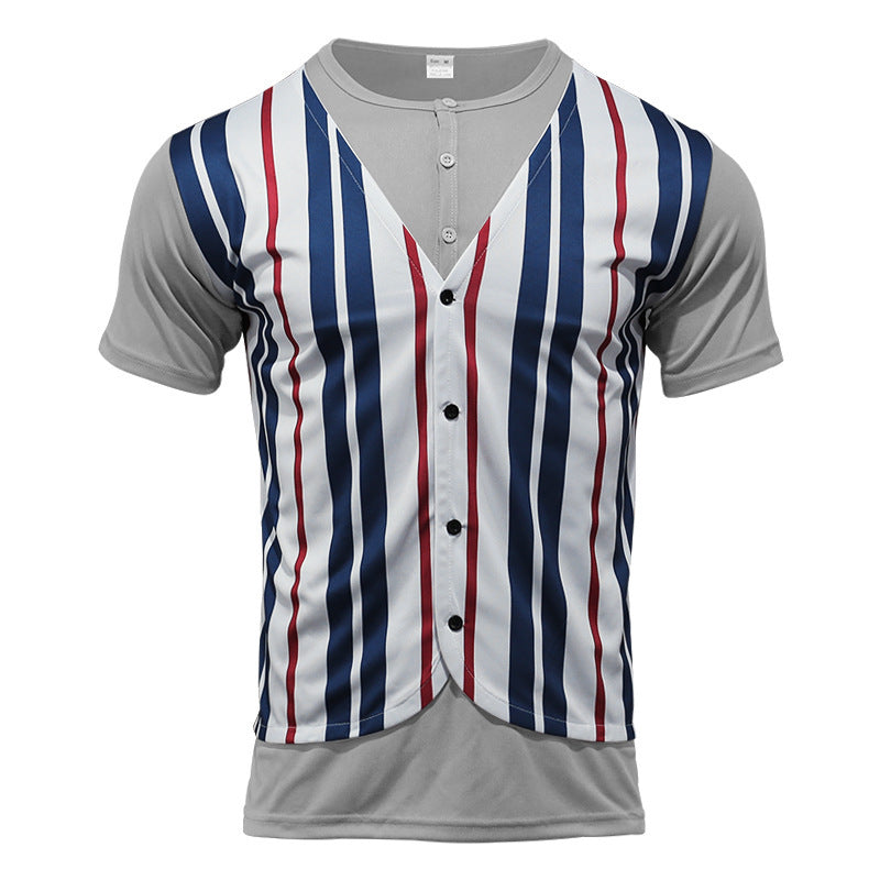 Chemise à manches courtes pour hommes au look rayé sportif avec boutonnière Chic und Stil