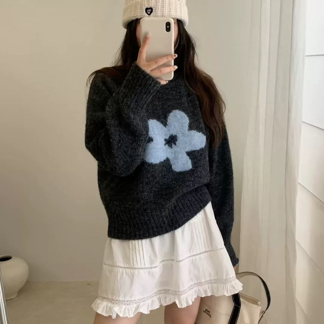 Pull femme avec design floral et matériau à poils longs Chic und Stil