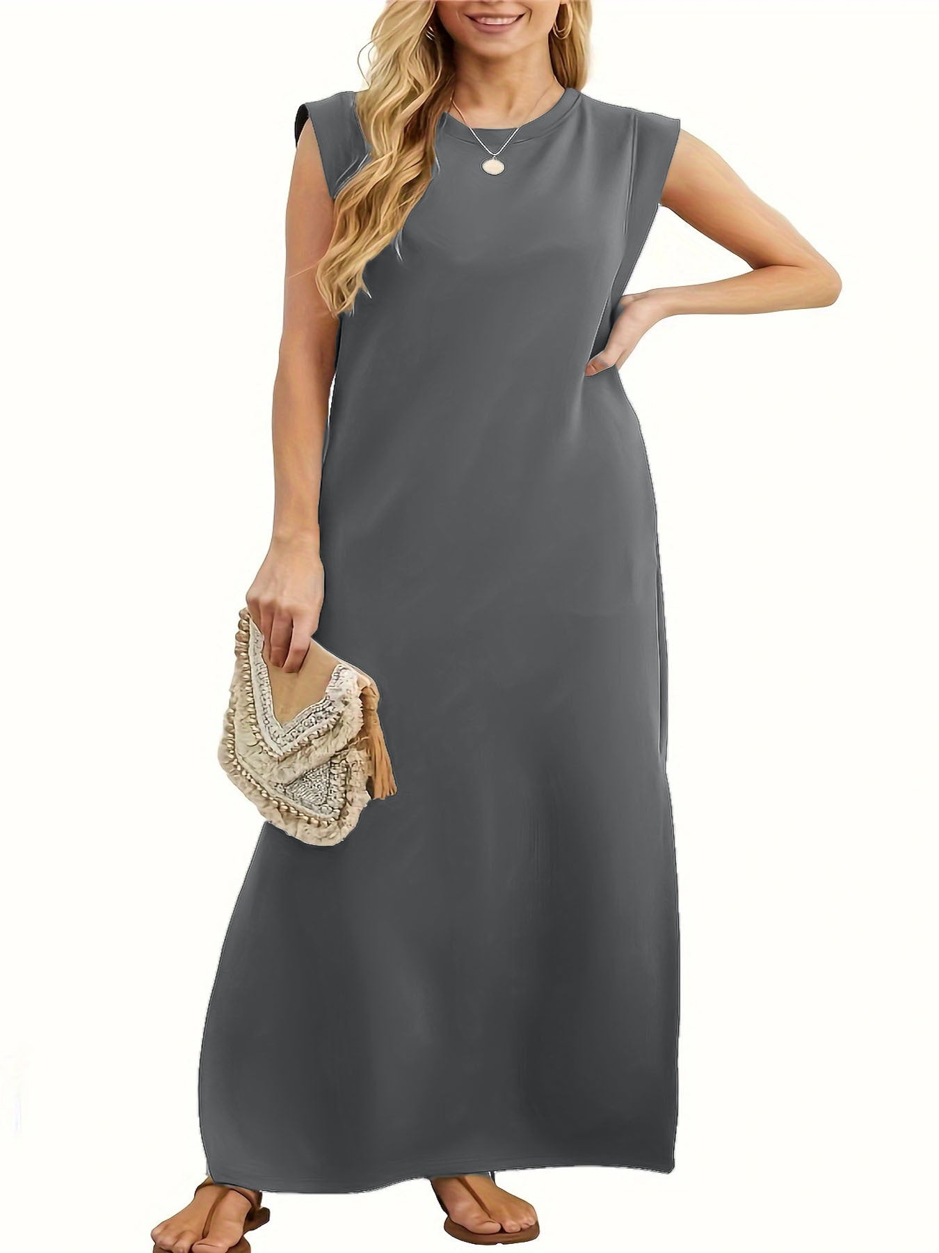 Robe maxi décontractée pour femme avec design à manches courtes Chic und Stil