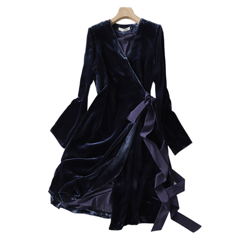 Robe enveloppante en velours élégant pour femmes Chic und Stil