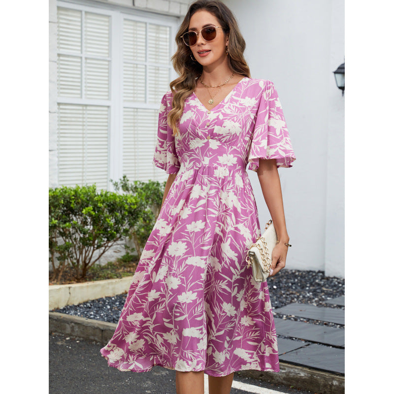 Robe portefeuille à motifs floraux pour femmes Chic und Stil
