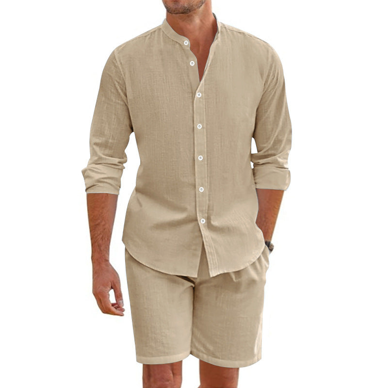 Chemise en lin décontractée pour hommes à manches courtes avec des détails modernes Chic und Stil