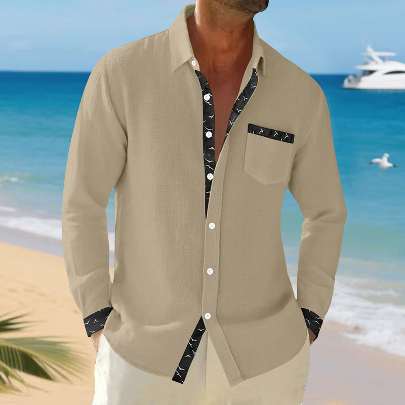 Chemise décontractée à manches longues pour hommes avec col tendance et poche poitrine Chic und Stil