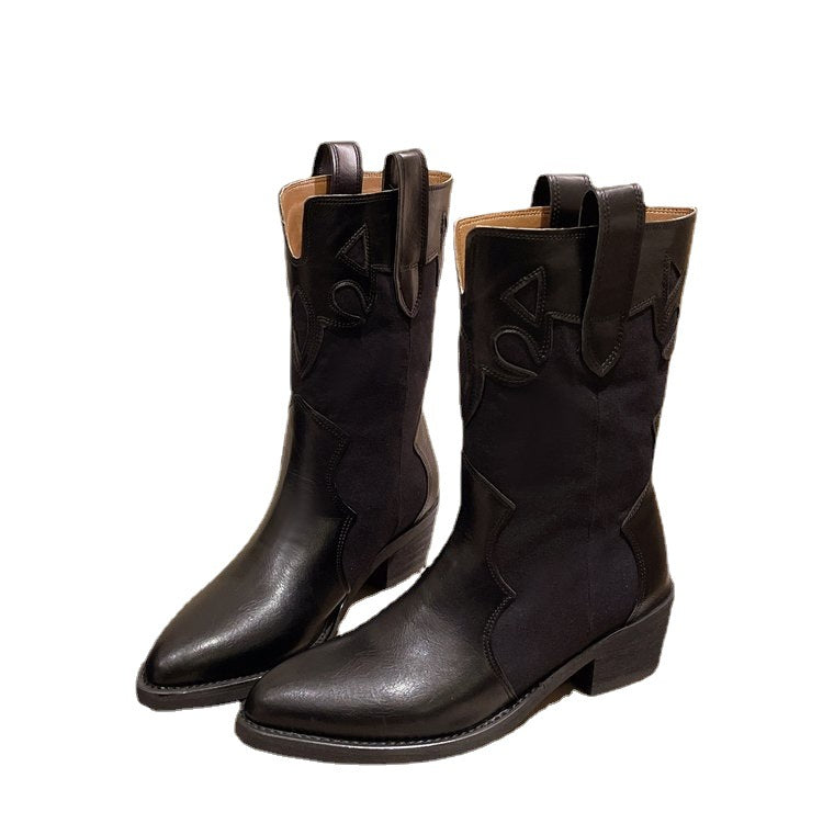 Bottines pour femmes de style cowboy avec un design unique et un talon compact Chic und Stil