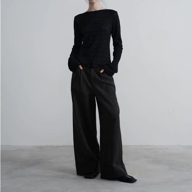 Top long à manches longues texturé pour femmes Chic und Stil 1750847176