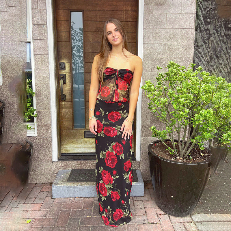 Robe maxi romantique à fleurs pour femmes Chic und Stil