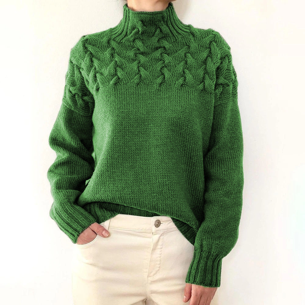 Pull en tricot pour femmes avec col montant et motif torsadé tendance Chic und Stil