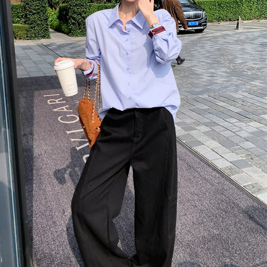 Chemise décontractée pour femmes à boutons avec poignets contrastés Chic und Stil