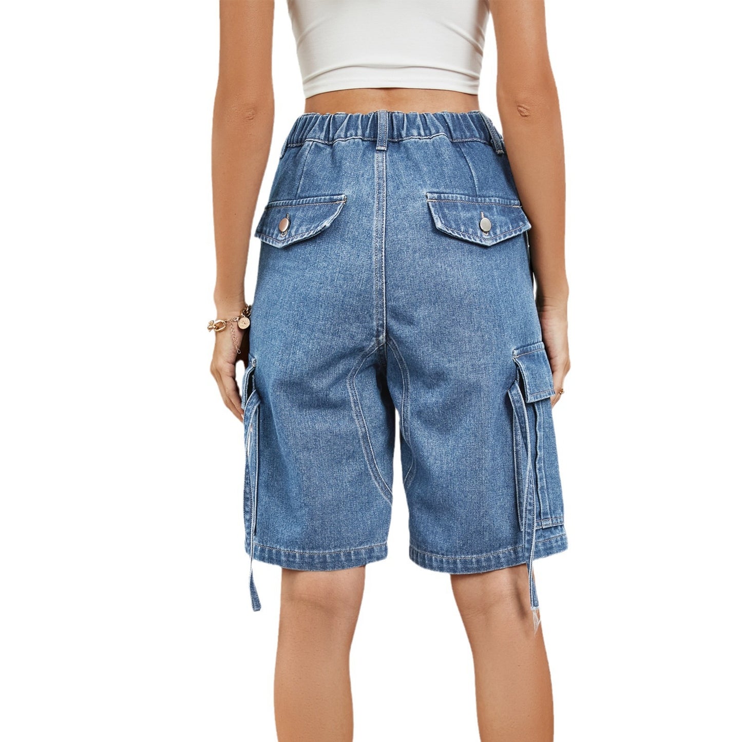 Women's Cargo Shorts with High Pockets and Adjustable Waist Chic and Stylish