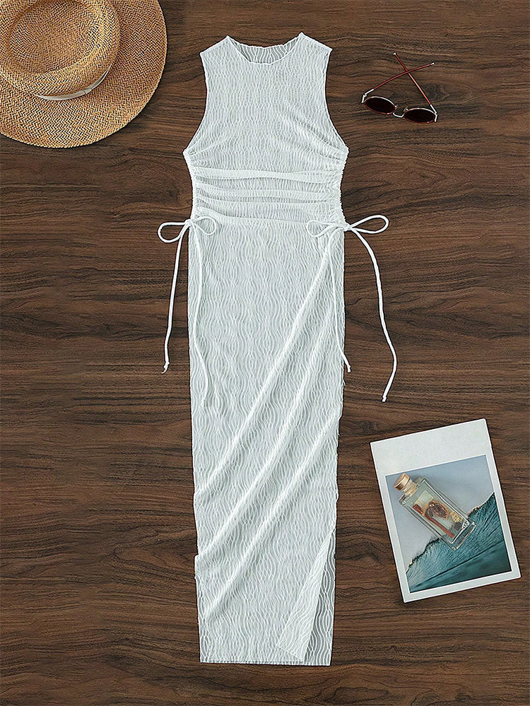 Robe maxi à lacets latéraux transparents en dentelle pour dames Chic und Stil