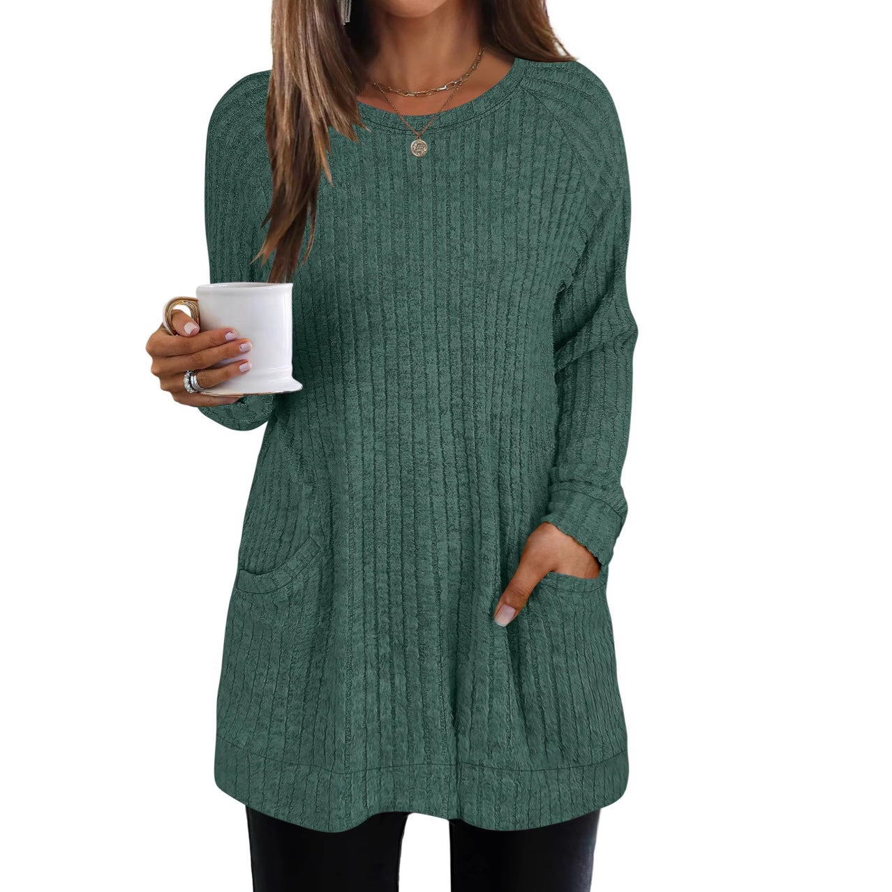 Pull en tricot décontracté pour femmes avec poches latérales et structure ribbed Chic und Stil