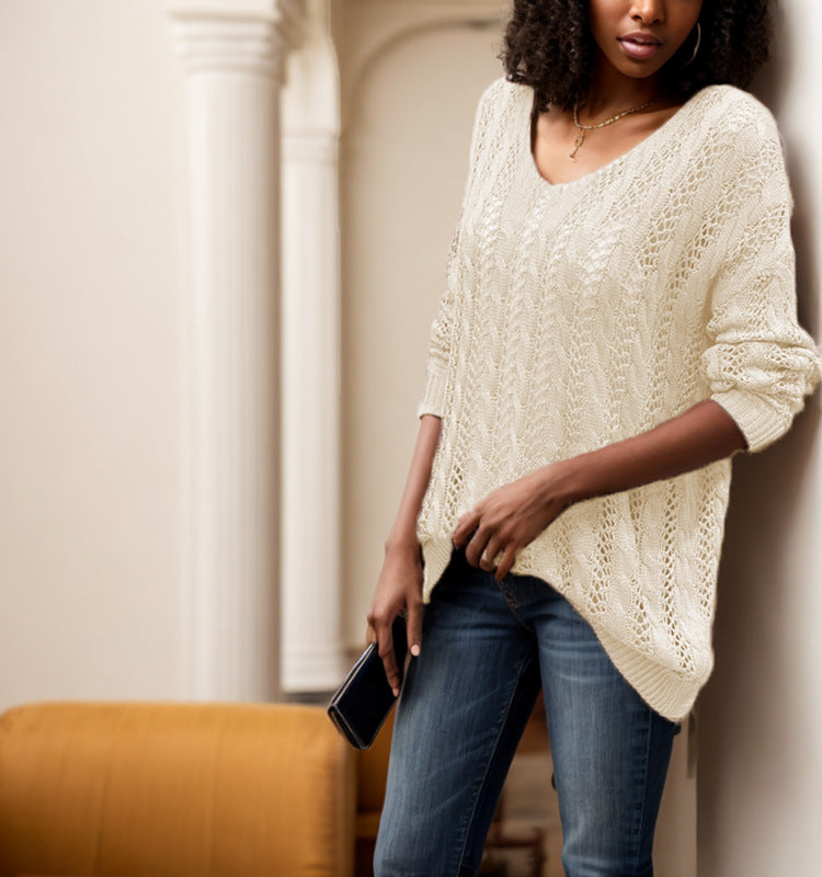 Pull en tricot aérien pour femmes avec structure côtelée et ourlet asymétrique Chic und Stil